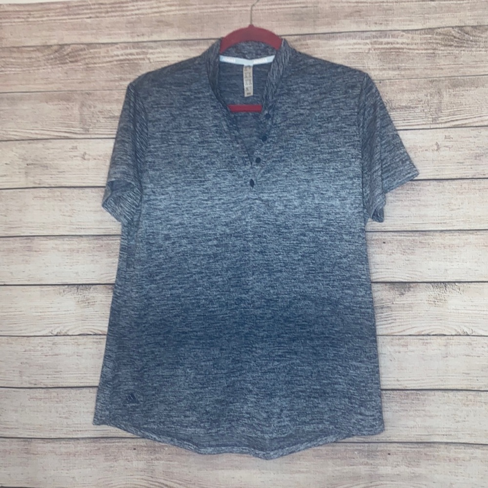 Adidas Space Dyed mock neck top, Navy Blue, Size Large.  Used - Like New